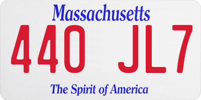 MA license plate 440JL7