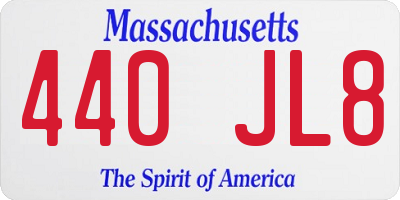 MA license plate 440JL8
