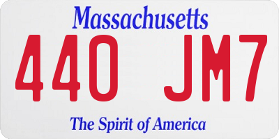 MA license plate 440JM7