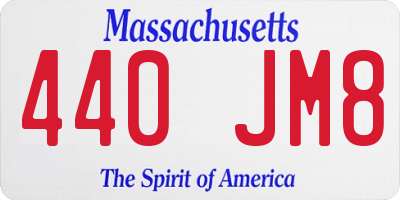 MA license plate 440JM8