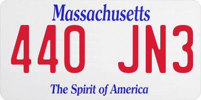 MA license plate 440JN3