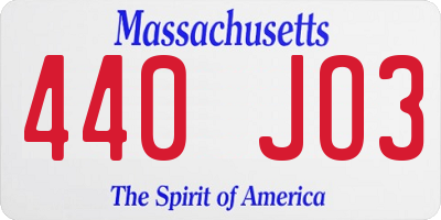 MA license plate 440JO3