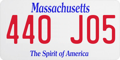 MA license plate 440JO5