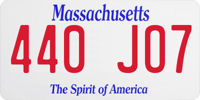 MA license plate 440JO7