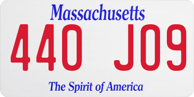 MA license plate 440JO9