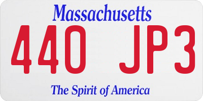 MA license plate 440JP3