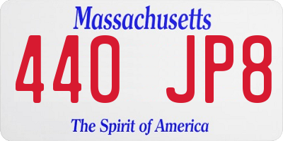 MA license plate 440JP8