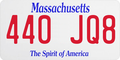 MA license plate 440JQ8