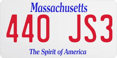 MA license plate 440JS3