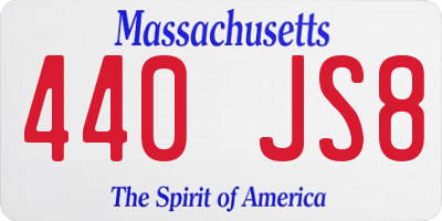 MA license plate 440JS8