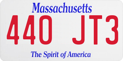 MA license plate 440JT3