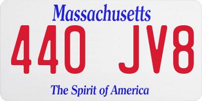 MA license plate 440JV8