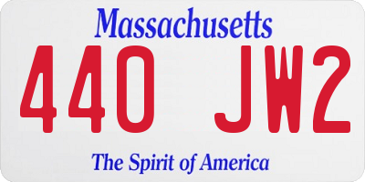 MA license plate 440JW2