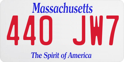 MA license plate 440JW7