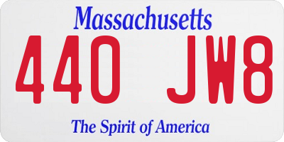 MA license plate 440JW8