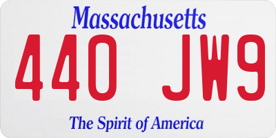 MA license plate 440JW9