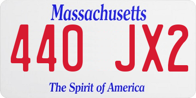 MA license plate 440JX2