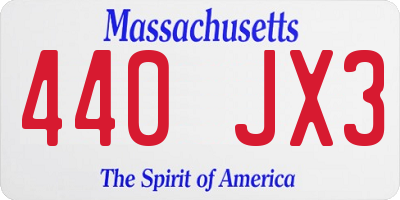 MA license plate 440JX3
