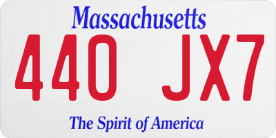 MA license plate 440JX7