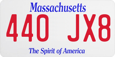 MA license plate 440JX8