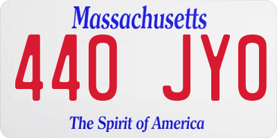 MA license plate 440JY0
