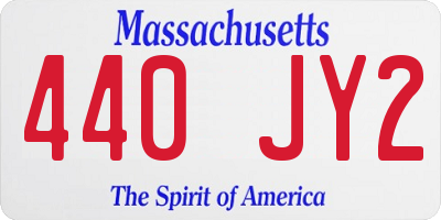 MA license plate 440JY2