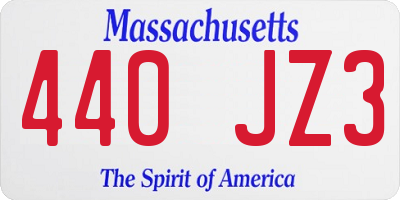 MA license plate 440JZ3
