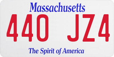MA license plate 440JZ4