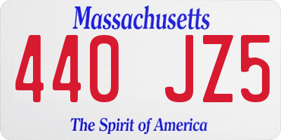 MA license plate 440JZ5