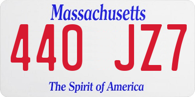 MA license plate 440JZ7