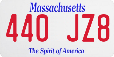 MA license plate 440JZ8