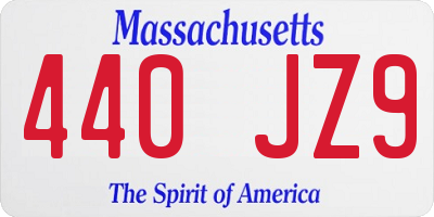 MA license plate 440JZ9