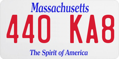 MA license plate 440KA8