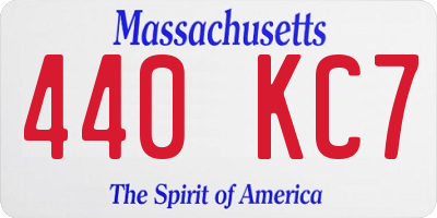 MA license plate 440KC7