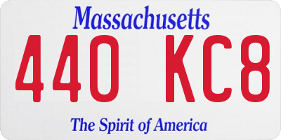 MA license plate 440KC8