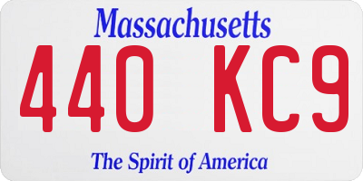 MA license plate 440KC9