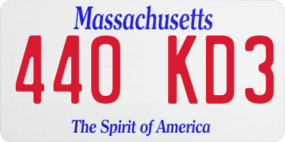 MA license plate 440KD3