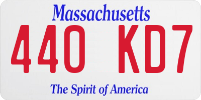 MA license plate 440KD7