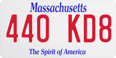 MA license plate 440KD8