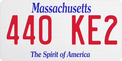 MA license plate 440KE2