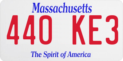 MA license plate 440KE3