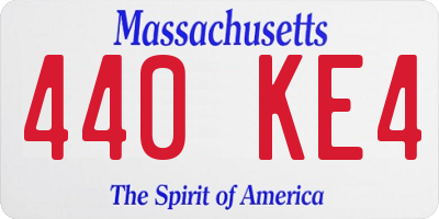 MA license plate 440KE4