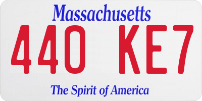 MA license plate 440KE7