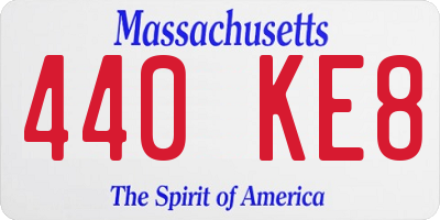 MA license plate 440KE8