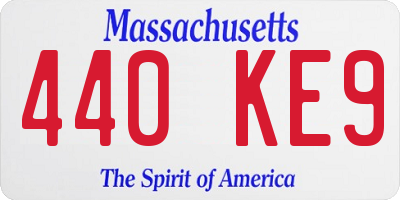 MA license plate 440KE9