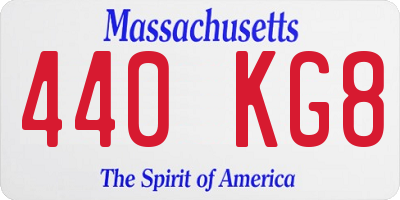 MA license plate 440KG8