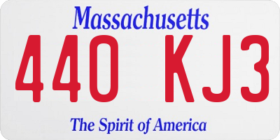 MA license plate 440KJ3
