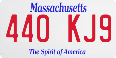 MA license plate 440KJ9
