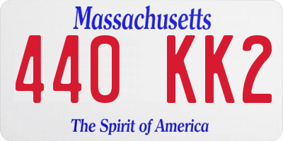 MA license plate 440KK2