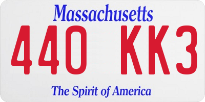 MA license plate 440KK3